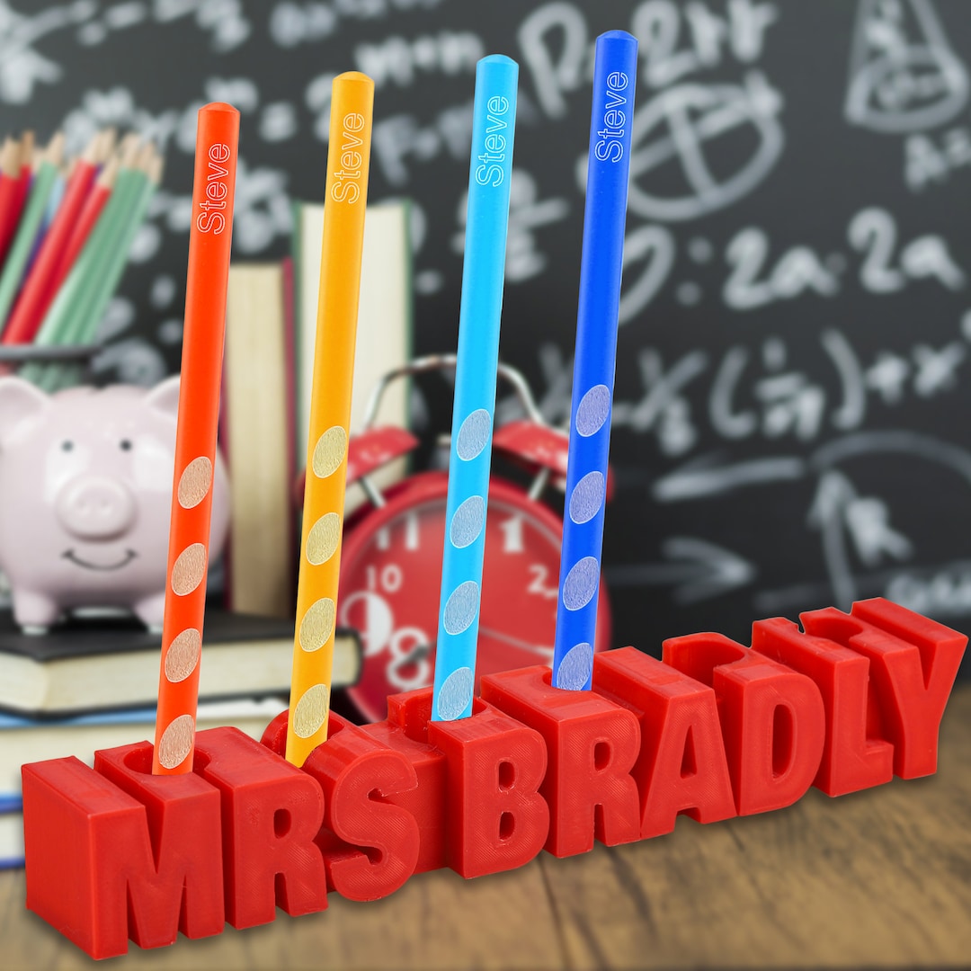 Personalized Pen Holder Desk Name Plate Pen Pot Teacher Etsy