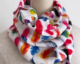 Lus sjaal mousseline dames zomer katoenen sjaal tube sjaal omkeerbare sjaal lus veren sjaals cadeau voor vriendin oneindigheidssjaal