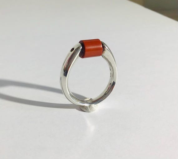 Solid sterling silver Tipit unisex ring. Movable … - image 3