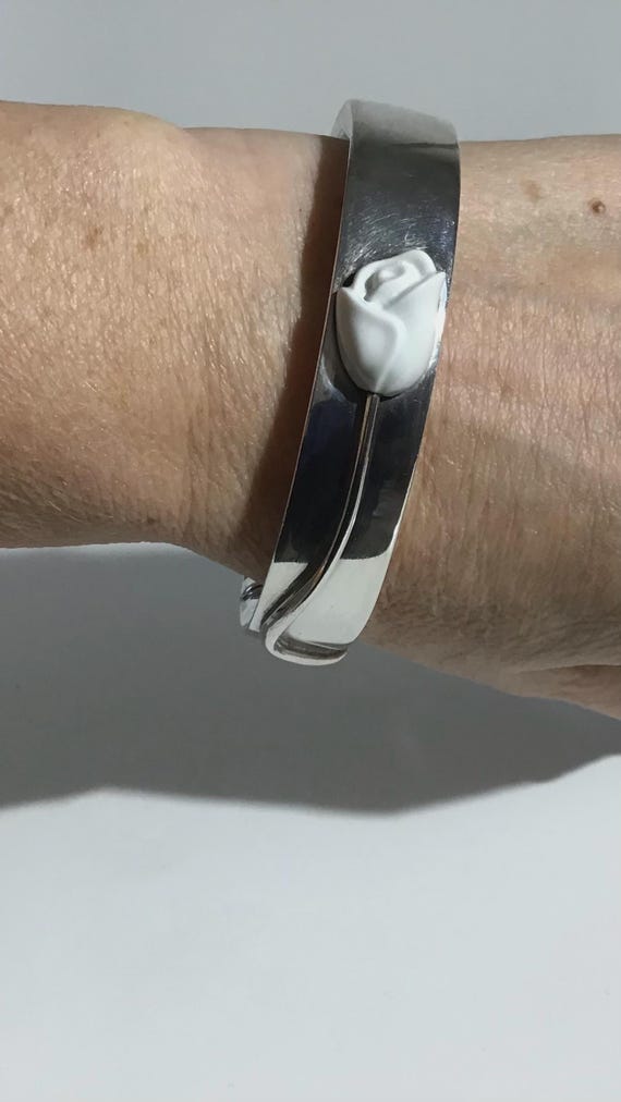 Solid sterling silver bracelet bangles. Decorated… - image 4