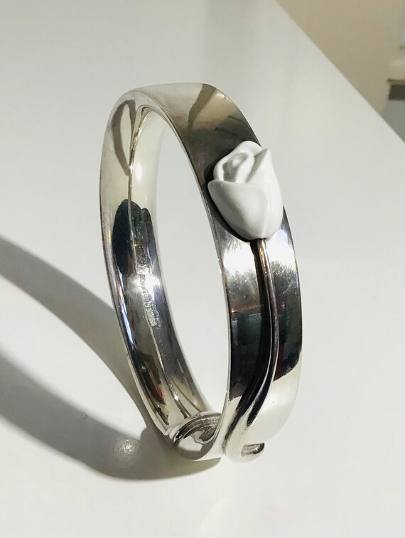 Solid sterling silver bracelet bangles. Decorated… - image 1