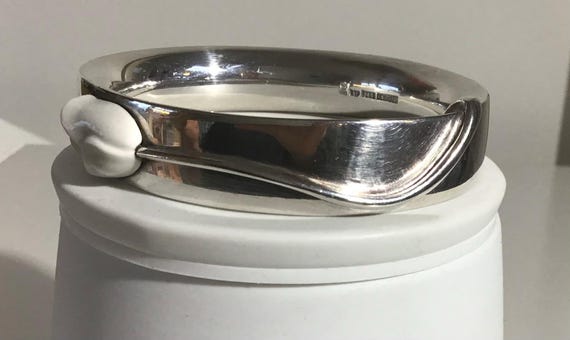 Solid sterling silver bracelet bangles. Decorated… - image 6