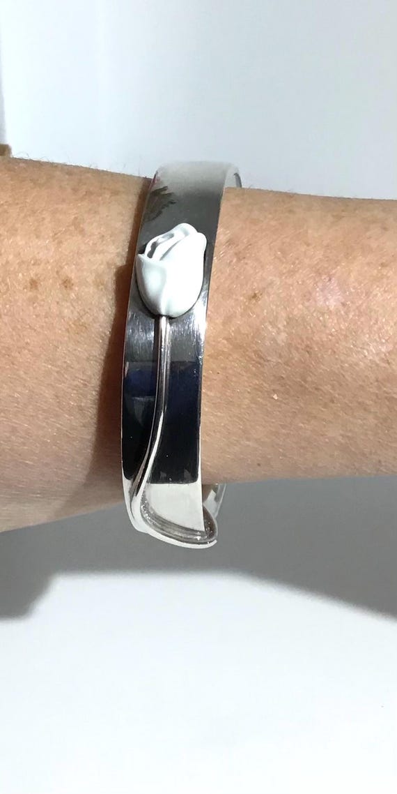 Solid sterling silver bracelet bangles. Decorated… - image 2