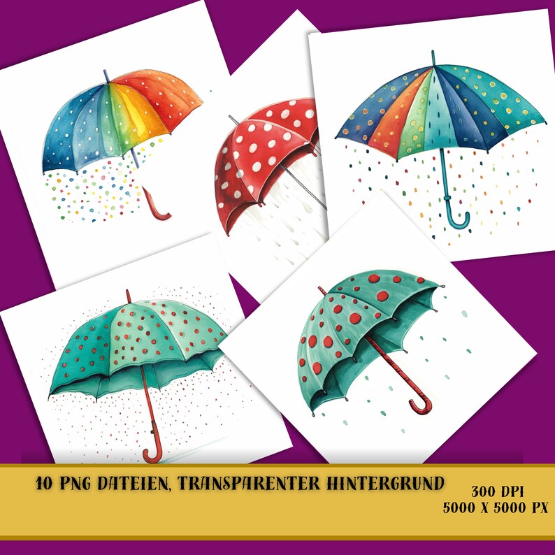 Aquarelle Umbrella Clipart Autumn Fall ClipartUmbrella PNGRainy DayUmbrella StickerDigital Download Rain WindowImpressions à usage commercial image 7