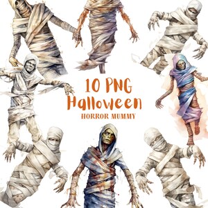 Watercolor Horror Mummy PNG⎥Halloween Scary Clipart⎥Digital Stickers Halloween⎥Digital Download Halloween Prints⎥Commercial use prints
