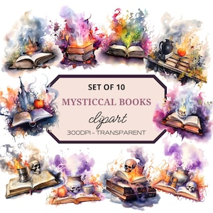 Mystical Books Clipart PNG⎥Watercolor Fantasy book PNG⎥Digital Stickers Halloween⎥Digital Download Prints⎥Commercial Use⎥Sublimation Designs