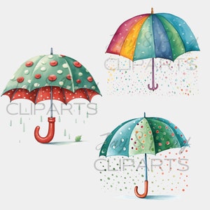 Aquarelle Umbrella Clipart Autumn Fall ClipartUmbrella PNGRainy DayUmbrella StickerDigital Download Rain WindowImpressions à usage commercial image 2