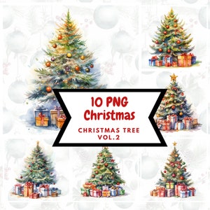 Watercolor Christmas Tree Vol.2 Clipart⎥Goodnotes Sticker⎥Digital Sticker Christmas⎥Digital Download Christmas Prints⎥Commercial use prints