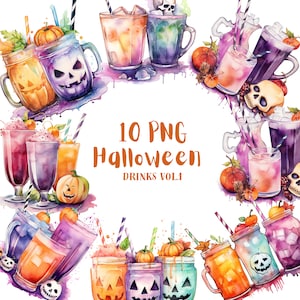 Watercolor Halloween Drinks Clipart⎥Food and Drinks⎥Sweets⎥Digital Stickers Halloween⎥Digital Download Halloween Prints⎥Commercial use print