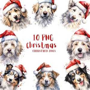 Watercolor Christmas Dog Clipart⎥Clipart Cute Dog⎥Digital Stickers Christmas⎥Digital Download Christmas⎥Digital Planner⎥Commercial use print