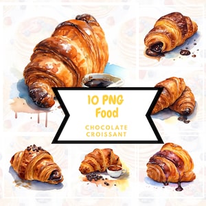 Watercolor Chocolate Croissant PNG⎥Goodnotes Sticker Food⎥Sweet Breakfast Illustration⎥Instant Download⎥Digital Prints⎥Commercial use