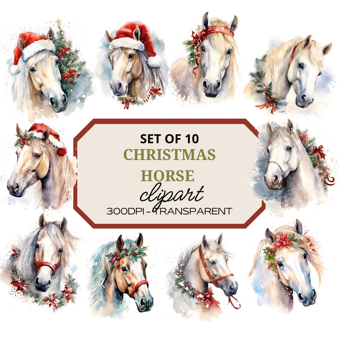 Christmas Horse Clipart⎥watercolor Clipart Bundle⎥digital Sticker ...