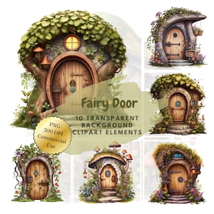 Watercolor Fairy Door Clipart⎥Goodnotes Sticker⎥Cute Fairies Door Illustration⎥Forest Door⎥Cozy Fantasy Garden Clipart⎥Commercial use prints