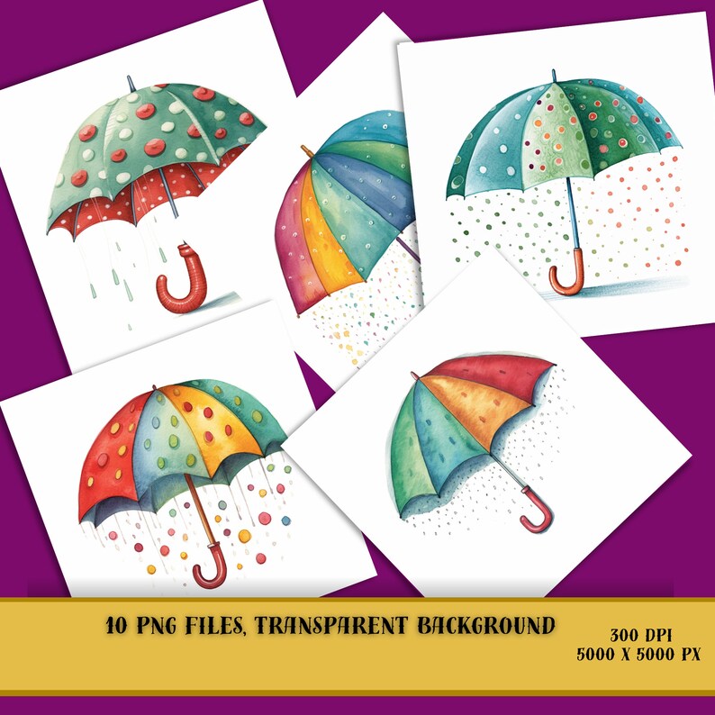 Aquarelle Umbrella Clipart Autumn Fall ClipartUmbrella PNGRainy DayUmbrella StickerDigital Download Rain WindowImpressions à usage commercial image 6