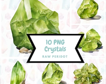 Aquarelle Raw Peridot Clipart PNG⎥Goodnotes Sticker⎥Crystal Illustration⎥Téléchargement numérique instantané⎥Clipart imprimable⎥Impressions à usage commercial