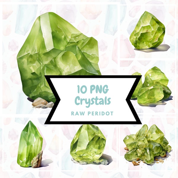 Watercolor Raw Peridot Clipart PNG⎥Goodnotes Sticker⎥Crystal Illustration⎥Instant Digital Download⎥Printable Clipart⎥Commercial use prints