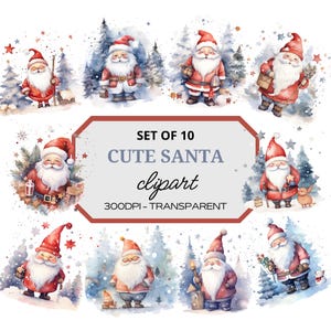 Cute Santa Claus Clipart⎥Watercolor Clip Art Bundle⎥Digital Stickers⎥Christmas PNG⎥Digital Download⎥Sublimation Designs⎥Commercial Use