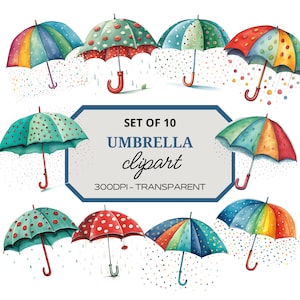 Watercolor Umbrella Clipart ⎥Clipart Autumn Fall⎥Umbrella PNG⎥Rainy Day⎥Umbrella Sticker⎥Digital Download Rain Window⎥Commercial use prints