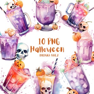 Watercolor Halloween Drinks Vol.2 Clipart⎥Food⎥Sweets⎥Digital Stickers Halloween⎥Digital Download Halloween Prints⎥Commercial use print