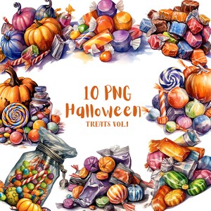 Watercolor Halloween Sweets Clipart⎥Trick or Treat PNG⎥Digital Stickers Halloween⎥Digital Download Halloween⎥Commercial use prints⎥Food
