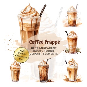Watercolor Coffee Frappe Clipart PNG⎥Goodnotes Sticker⎥Coffee Illustration⎥Café Frappé Clipart⎥Instant Download⎥Digital Print⎥Commercial use