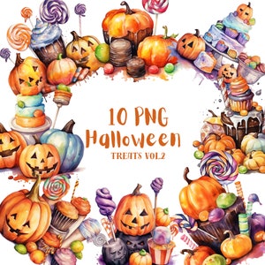 Watercolor Halloween Sweets Clipart Vol.2⎥Trick or Treat PNG⎥Digital Stickers Halloween⎥Digital Download Halloween⎥Commercial use print⎥Food