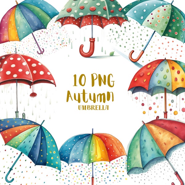 Watercolor Umbrella Clipart ⎥Clipart Autumn Fall⎥Umbrella PNG⎥Rainy Day⎥Umbrella Sticker⎥Digital Download Rain Window⎥Commercial use prints