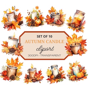 Autumn Candle Clipart⎥Watercolor Clipart Bundle⎥Digital Stickers Fall⎥Instant Digital Download Prints⎥PNG⎥Commercial Use⎥Sublimation Designs