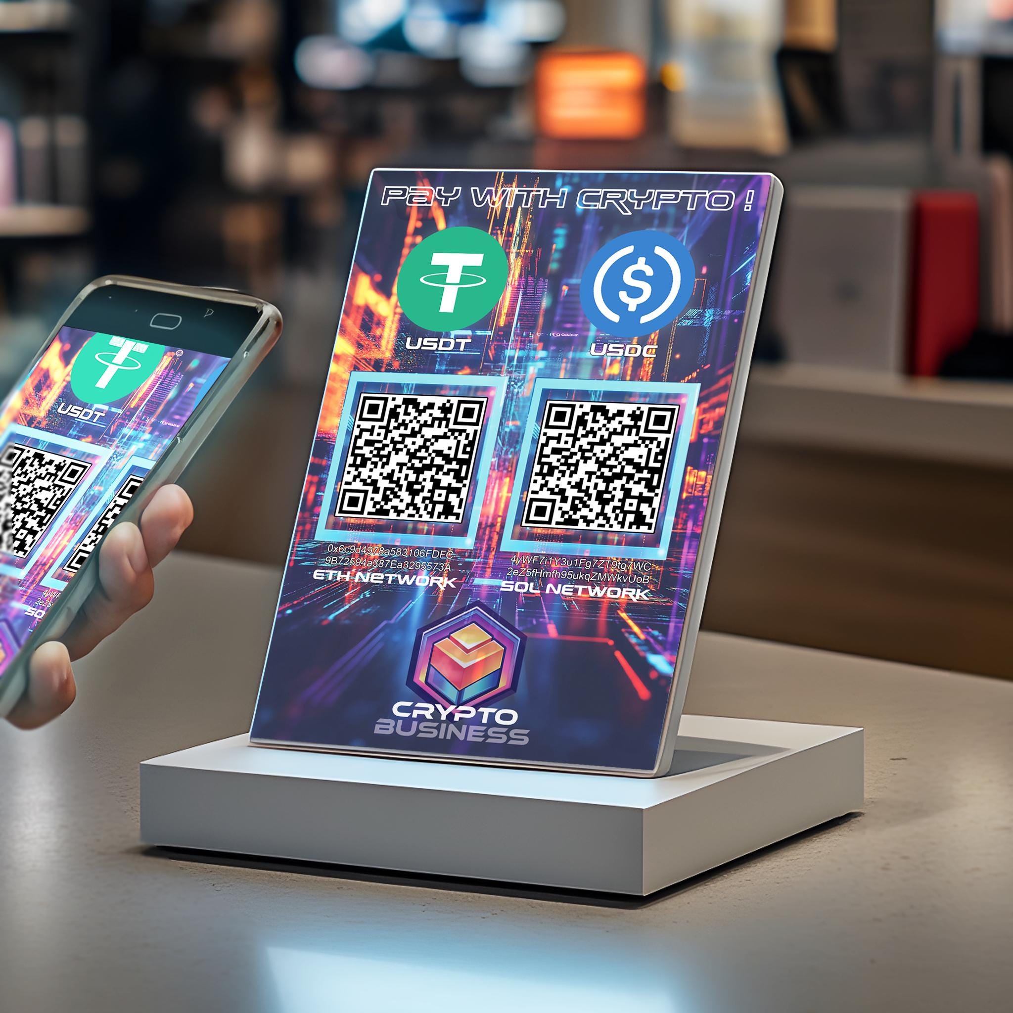 Customizable Crypto Payment Sign with QR Code - for Your Shop or Business