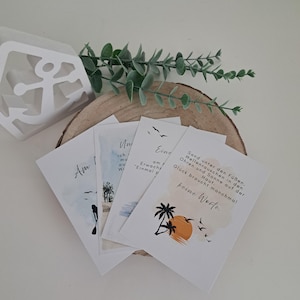 Conjunto de cartões postais Amor de Verão no Mar | Cartão de Aniversário do Mar | Cartões com Frases | Cartão Postal DIN A6 | Cartão de Saudações | Conjunto de Presente de Aniversário com 4
