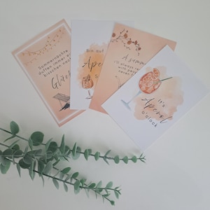 Set di cartoline: Biglietto di auguri di compleanno estivo Aperol | Biglietti con frasi | Cartolina DIN A6 | Biglietto d'auguri | Regalo di compleanno | Set di 4