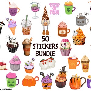 50 Stickers Bundle for Halloween, Printable Stickers,Halloween Gift,Halloween Decal, Halloween Stickers,Stickers Bundle,Digital Sticker Pack