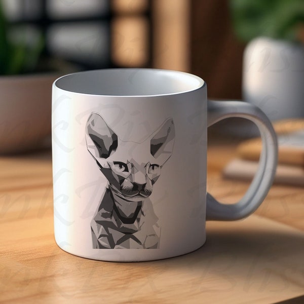 Sphynx cat, sphynx cat sticker, sphynx cat clothes, sphynx shirt, lowpoly cat, lowpoly svg, sphynx clothes, feline good mug, cat lover gift