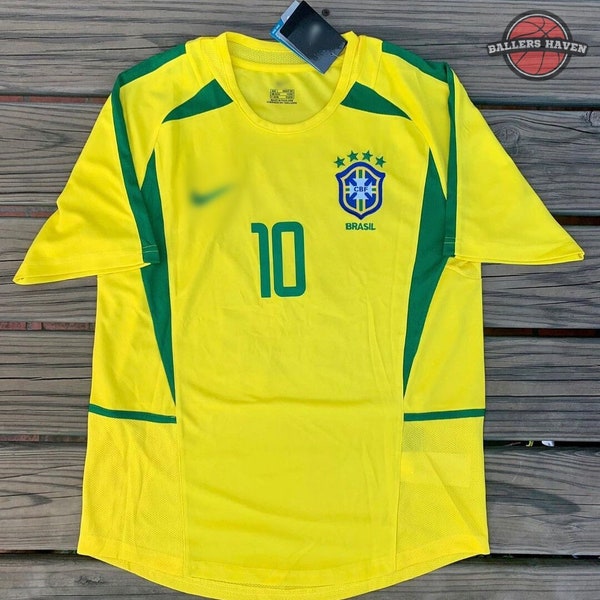 Maillot rétro Coupe du monde du Brésil 2002 / Maillot de football de la Coupe du monde du Brésil / Maillot vintage de football du Brésil / Maillot Rivaldo, Ronaldo, Ronaldinho