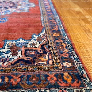 Red Blue 9x12 Area Rug, Oushak Rug In Brown touch, Colorful Rug Hand knotted, Modern Turkish Rug: Burgundy Nights Wool Rug
