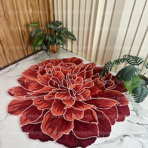 Alfombra de lana tejida a mano: diseño floral irregular y colores vibrantes