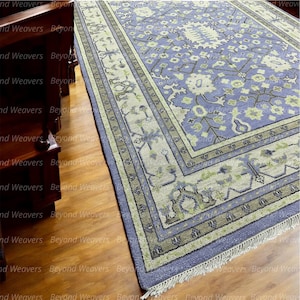 Purple Oushak Rug: Hand-Knotted Wool Area Rug (10x14)