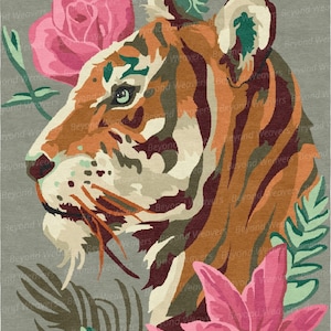 Earvin Tiger Multicolor Modern Kids Hand-Tufted 100% Wool Handmade Area Rug Carpet for Home, Bedroom, Living Room, Dining Room, Guestroom