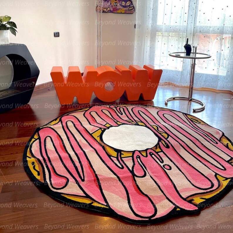 Donuts Round Wool Rug 100% Woolen Area Rug for Hall Kitchen Living Room ...