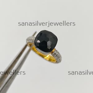 Black Onyx Gemstone Full Band Moissanite Ring 925 Sterling Silver With Gold Plated Ring Gift For Women