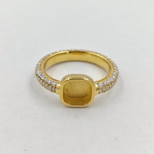 Full Band Moissanite Ring With Gemstone, 925 Sterling Silver With Gold Plated Wedding Gift