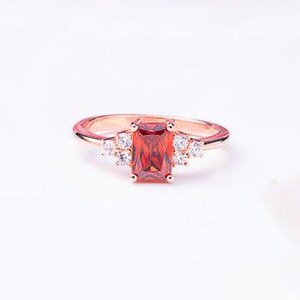 Red Garnet With Moissanite Gemstone Ring 925 Sterling Silver Ring With Gold Plating