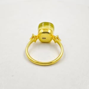 Lemon Quartz Ring With Moissanite 925 Sterling Silver With Gold Plated Ring Gift For Women