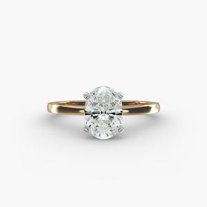 Natural Oval Cut Moissanite Solitaire Engagement Ring With 925 Sterling Silver Ring With Gold Plating, Pave Moissanite Engagement Ring