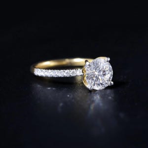 Natural Moissanite Gemstone Ring 925 Sterling Silver Ring With Gold Plating, Prong Setting