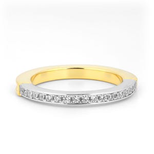 Natural Moissanite Eternity Dual Tone Ring 925 Sterling Silver Ring, Silver, Eternity Dual Tone Silver Ring