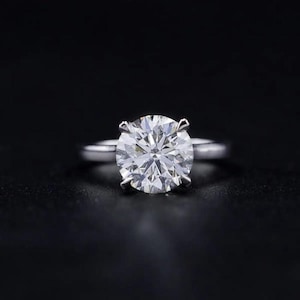 Natural Round Moissanite Cathedral Floral Prongs Ring With 925 Sterling Silver Ring, Prong Moissanite  Anniversary Ring