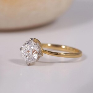 Natural Moissanite Gemstone Ring 925 Sterling Silver Ring With Gold Plating, Prong Setting Moissanite  Anniversary Ring