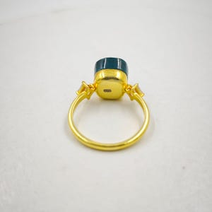 London Blue Topaz Ring With Moissanite 925 Sterling Silver With Gold Plated Ring Gift For Women