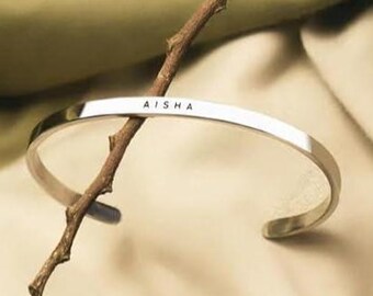 Customized Bracelet Cuff Bracelet Silver Plated Bracelet Gift For Women , Customized Your Name For Special